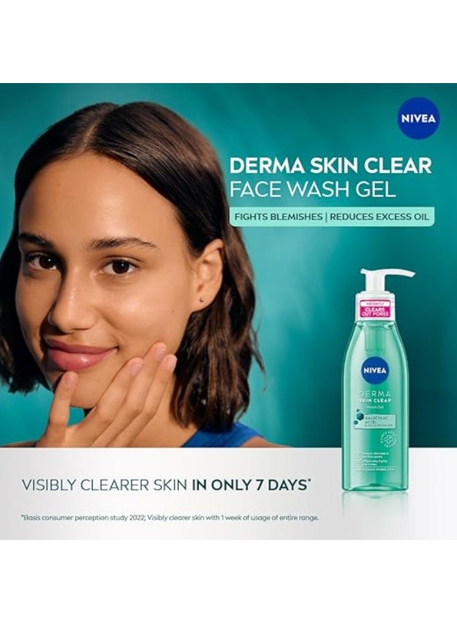 نيفيا جل غسول الوجه ديرما سكين كلير من نيفيا (150 مل)، جل منظف عميق للوجه، غسول وجه بحمض الساليسيليك غني بالنياسيناميد لتنظيف المسام وإزالة الشوائب. - Image 4